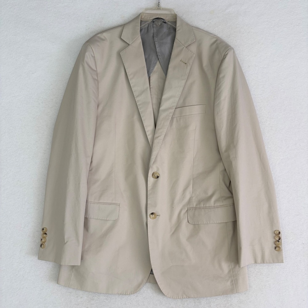 Brooks Brothers 1818 Fitzgerald Cotton Suit Mens 42L W34 Tan Beige 2pc Summer - Picture 2 of 13